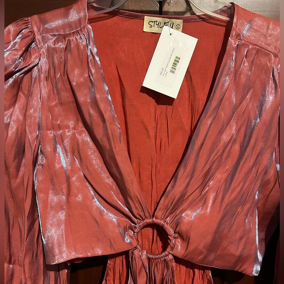 NWT Fiery Red Tiered Cut-Out Mini Dress, Large - Picture 2 of 4